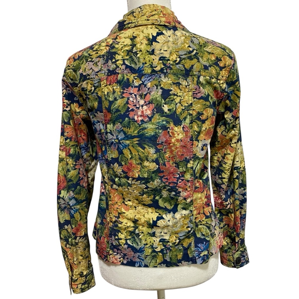 Coldwater Creek Yellow and Blue Blazer Structured Floral Jacket - Picture 8 of 17